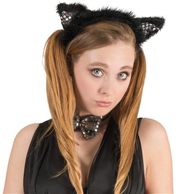 set nero da gatto con paillettes