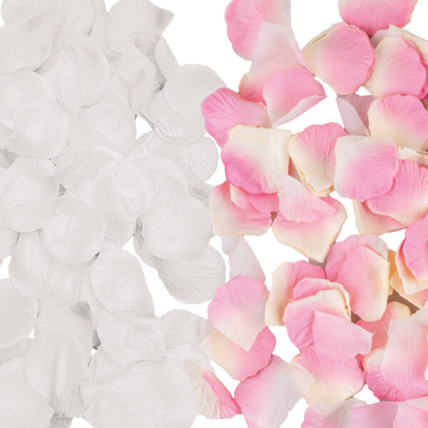 confezione di petali bianchi e rosa