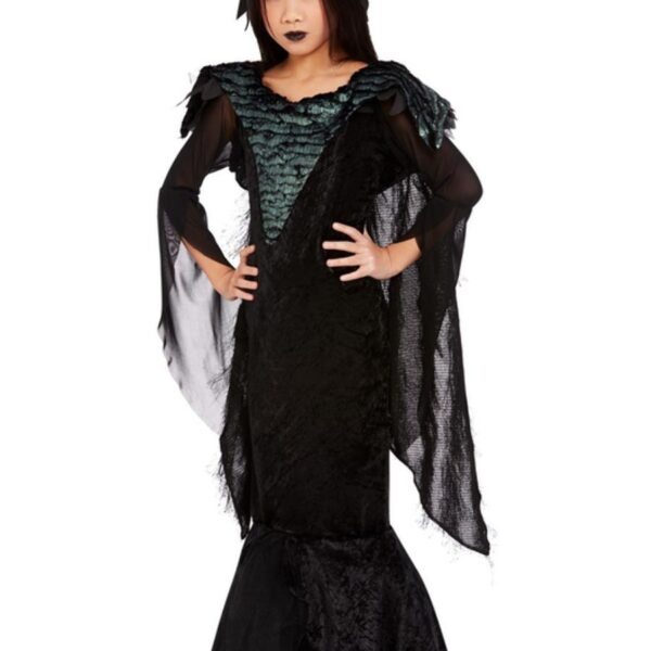 Regina,costume da regina nera,regina cattiva,regina dei corvi,corvi,costume da regina per bambine,costumi di halloween per bambine