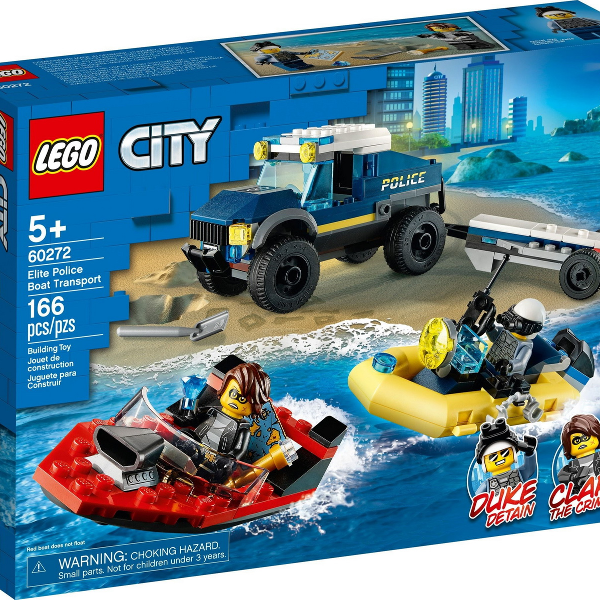 lego city trasportatore di imbarcazioni della polizia