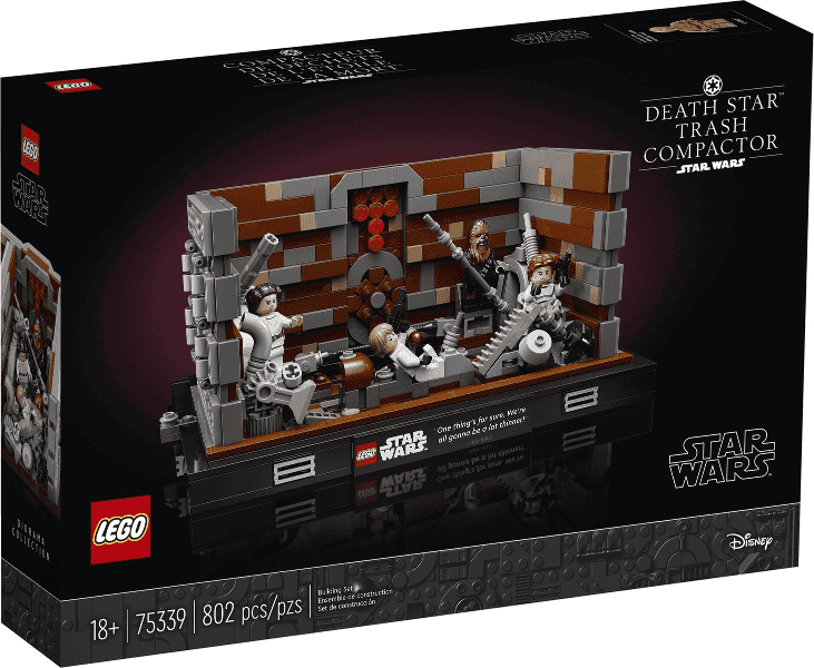 lego star wars diorama compattatore di rifiuti morte nera