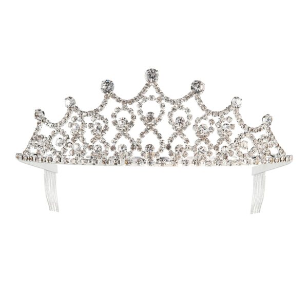 coroncina argento in metallo con strass