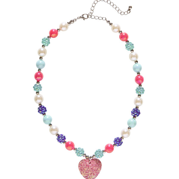 collana perline cuore rosa