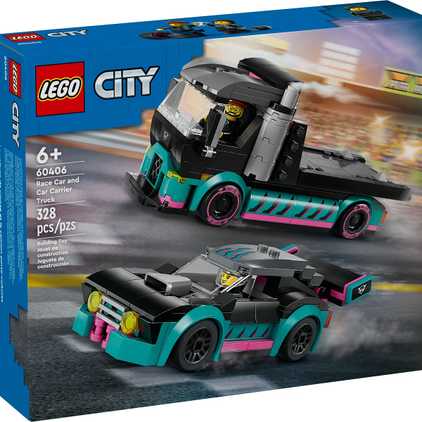lego city auto da corsa e trasportatore