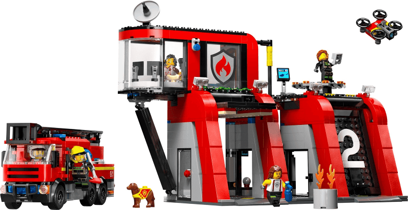 lego city pompieri e polizia caserma dei pompieri e autopompa