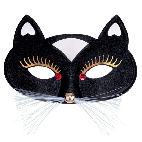 maschera domino nera da gatto