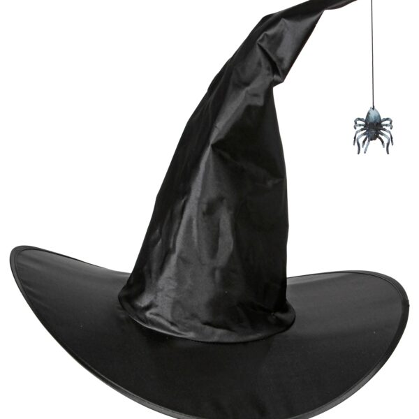 cappello nero da strega modellabile con ragno