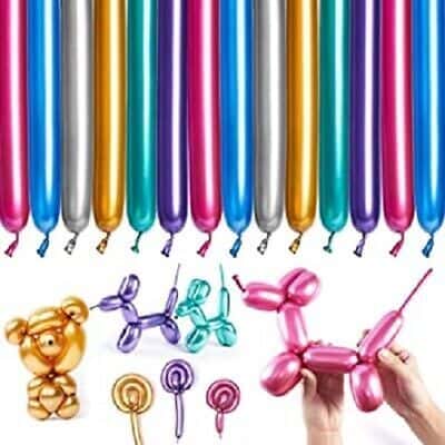 busta da 100 palloncini modellabili cromati