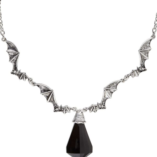 collana di pipistrelli con gemma nera