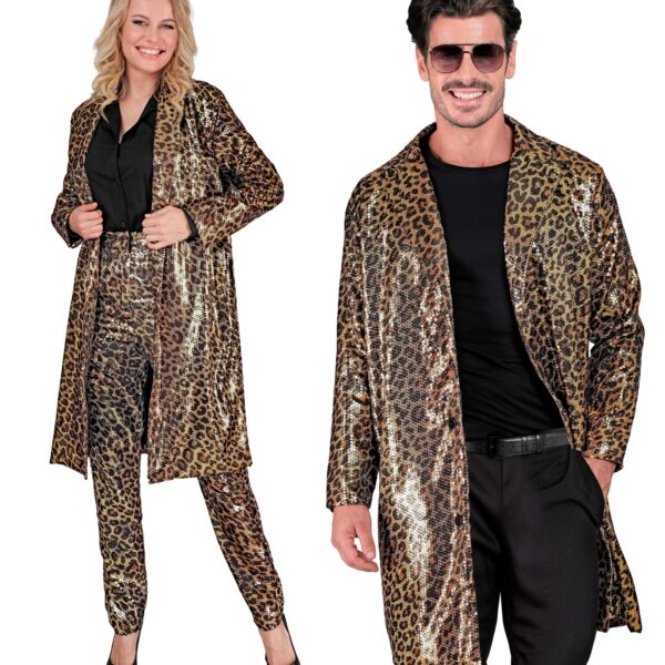 cappotto leopardato in paillettes