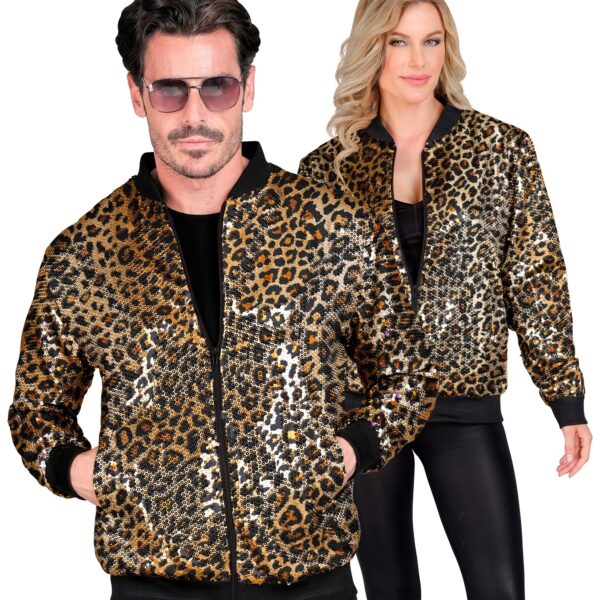 bomber leopardato in paillettes