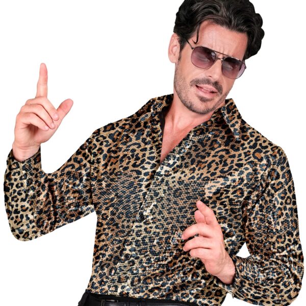 camicia leopardata in paillettes