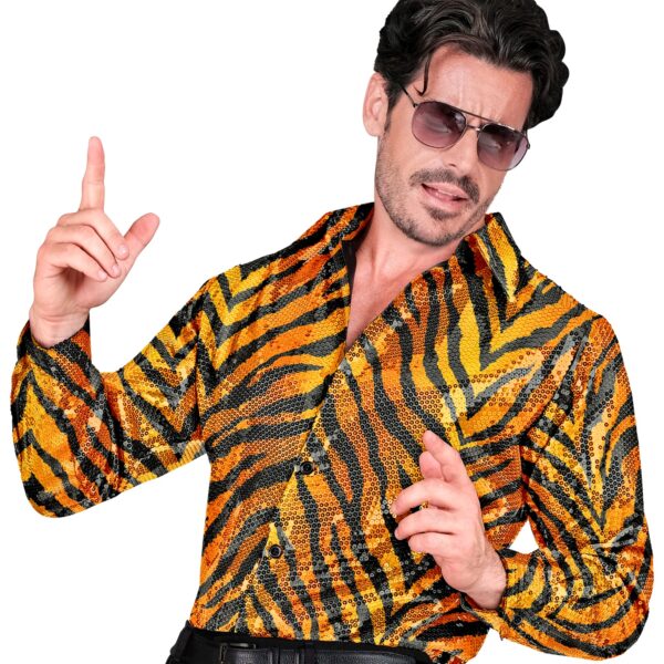 camicia tigrata in paillettes