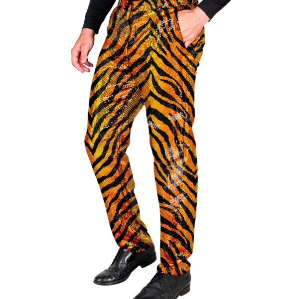 pantaloni tigrati in paillettes