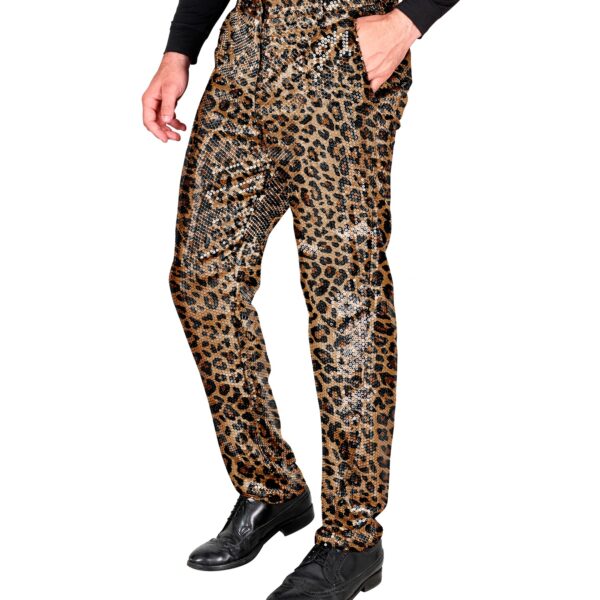 pantaloni leopardati in paillettes