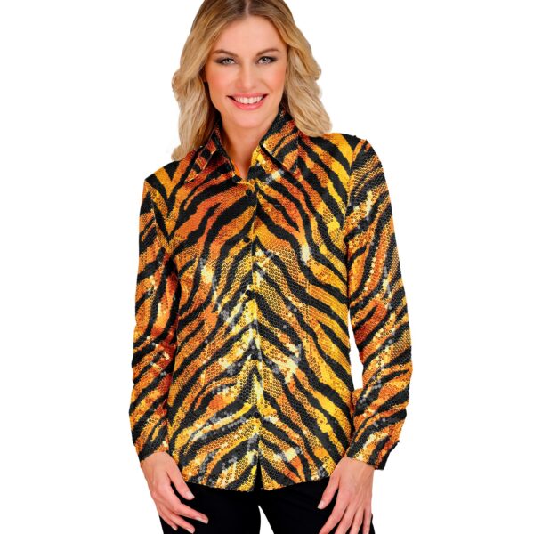 camicia tigrata in paillettes