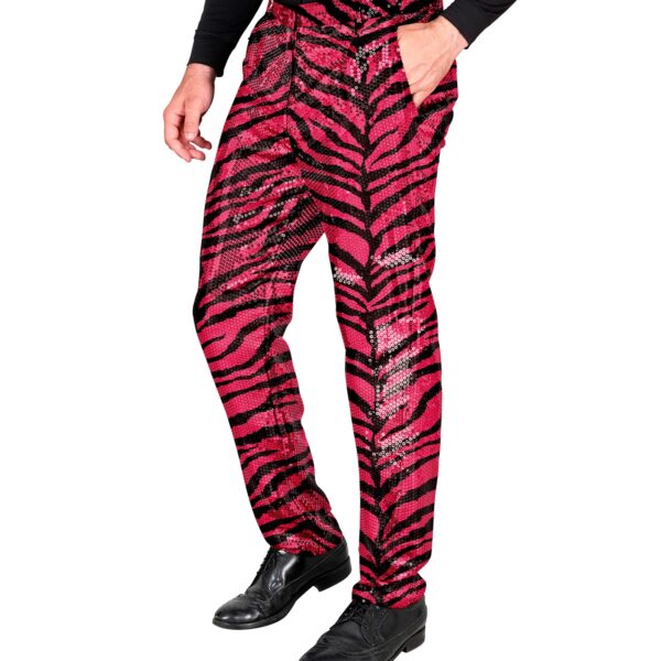 pantaloni zebrati in paillettes rosa