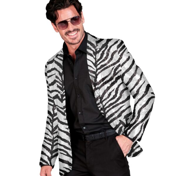 giacca animalier in paillettes argento