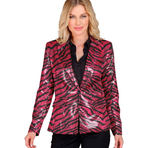 giacca zebrata in paillettes rosa