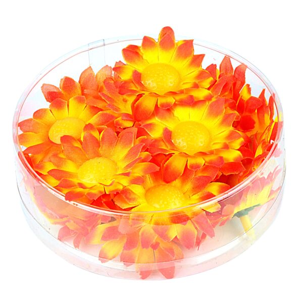 scatola 20 fiori decorativi giallo e arancio