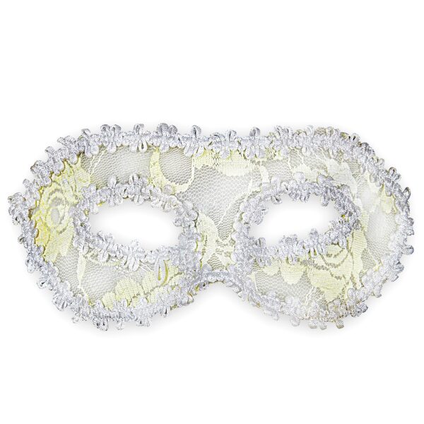 maschera con fiori in pizzo bianco