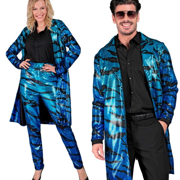 cappotto zebrato in paillettes blu