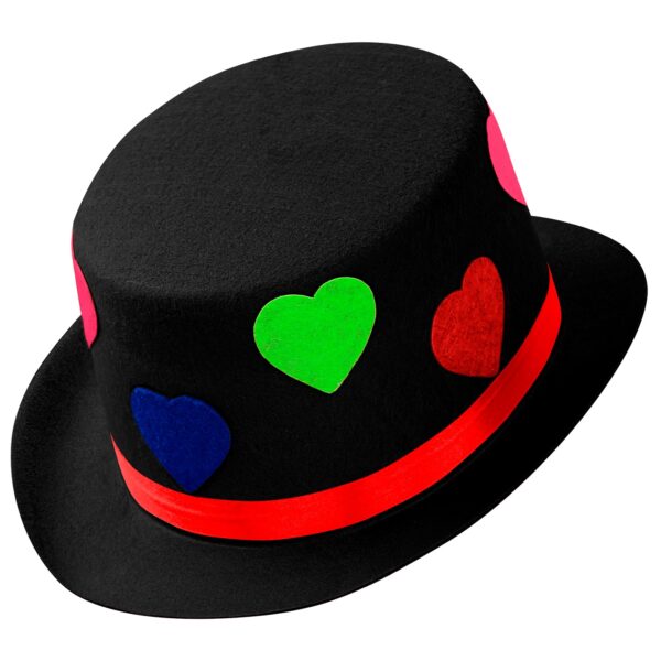 cilindro nero con cuori