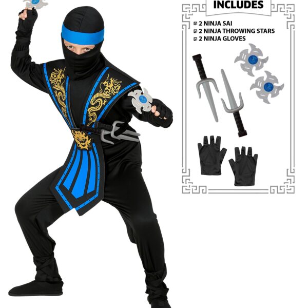 costume da ninja blu da combattimento