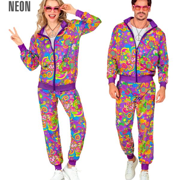 costume tuta da hippie fluorescente