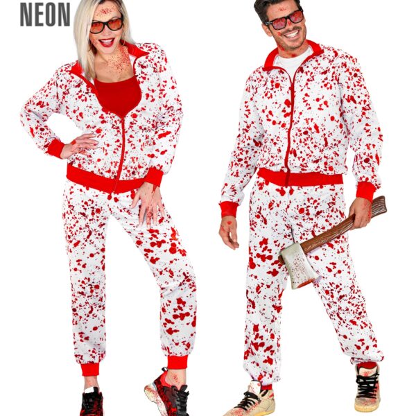 costume tuta con sangue finto