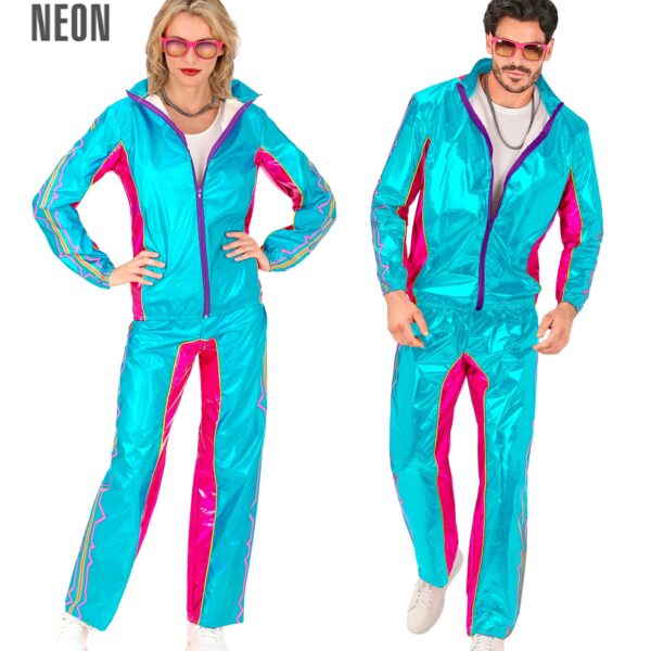 costume tuta anni 80' azzurro metallizzato