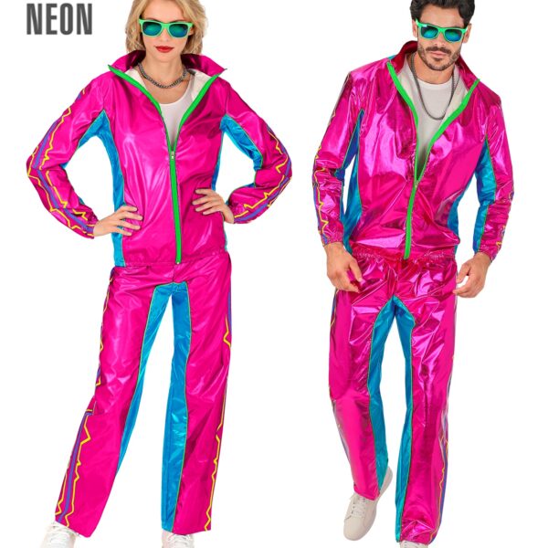 costume tuta anni 80' rosa metallizzato