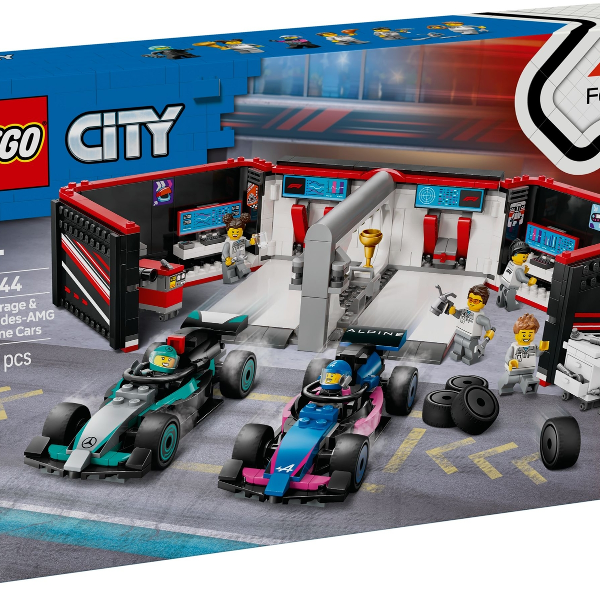 lego city garage con monoposto mercedes amg e alpine f1®