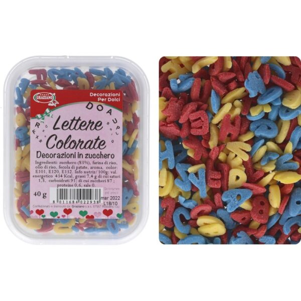 lettere colorate in zucchero