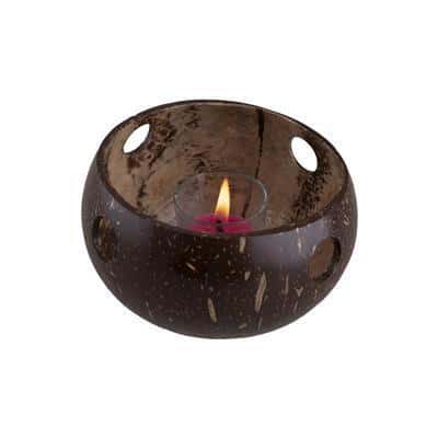 porta candele a noce di cocco