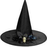 cappello da strega con farfallino e teschio