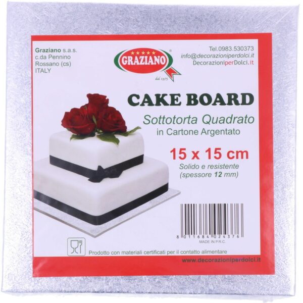 cakeboard sottotorta argento quadrata