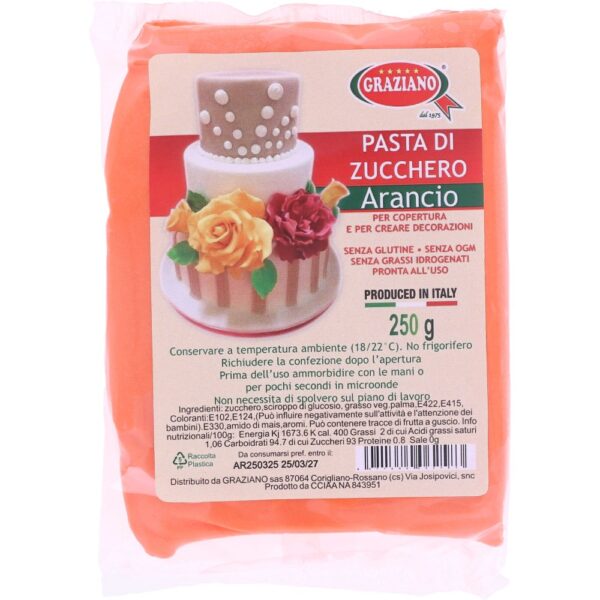 pasta di zucchero copertura arancio 250 gr