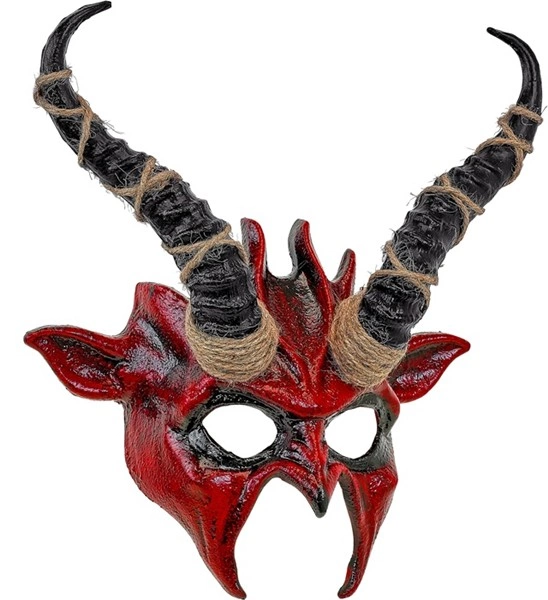 maschera da diavolo con grandi corna nere