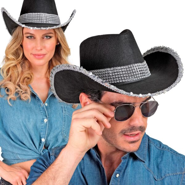 cappello nero da cowgirl