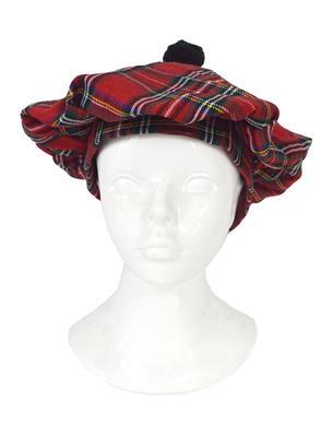 basco scozzese con pom pom nero