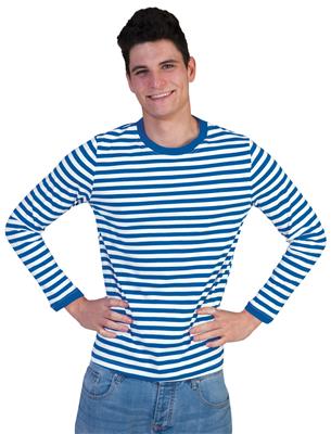 camicia a righe blu ebianche