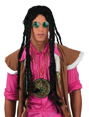 parrucca castana liscia lunga con fascia da hippie (copia)