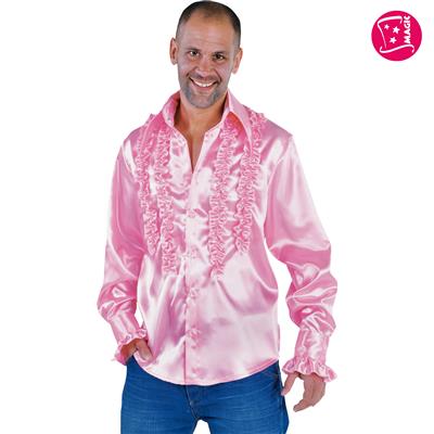 camicia nera satinata anni 70 con volant (copia)