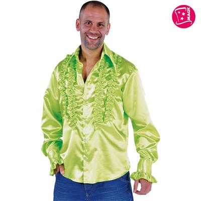 camicia azzurra satinata anni 70 con volant (copia)