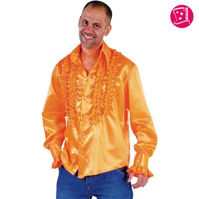camicia verde neon satinata anni 70 con volant (copia)