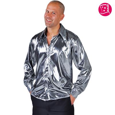 camicia giallo neon satinata anni 70 con volant (copia)