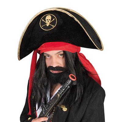 cappello tricorno marrone con piuma bianca da pirata (copia)