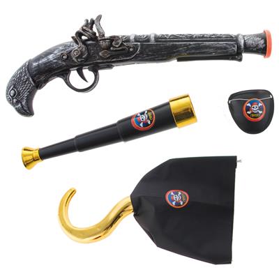 set da pirata con pistola con uncino e benda sull'occhio (copia)
