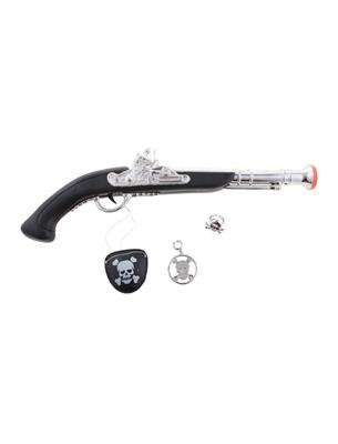 set da pirata con pistola cannocchiale con benda e uncino (copia)